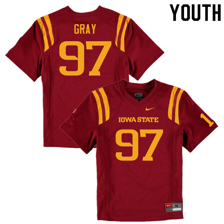 Youth #97 Jayden Gray Iowa State Cyclones College Football Jerseys Sale-Cardinal
